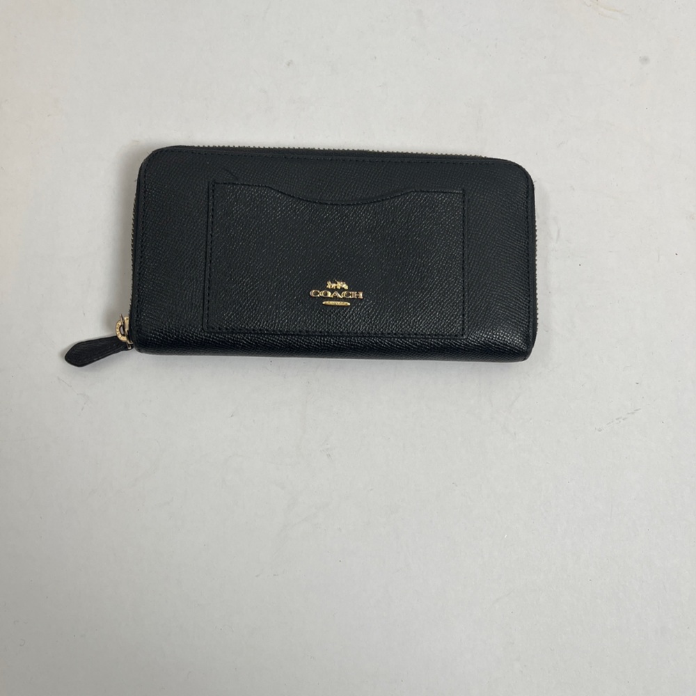 Coach Accordion Zip Black Wallet